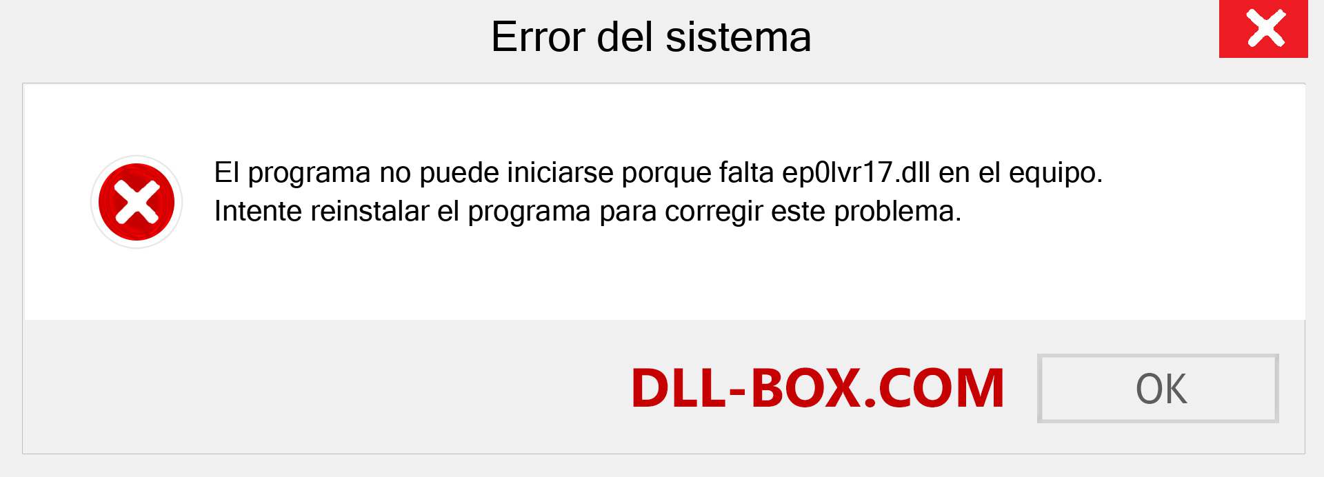 ¿Falta el archivo ep0lvr17.dll ?. Descargar para Windows 7, 8, 10 - Corregir ep0lvr17 dll Missing Error en Windows, fotos, imágenes